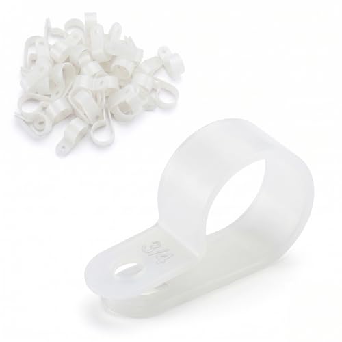 Image of BAOMAIN 3 /4-Inch R-Type Cable Clamps, 500-Pack Wire Nylon Wire Management Clips, UC-5 Screw-On Cord Fasteners for Home, Office, and Industrial Use