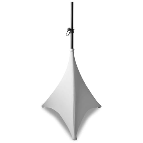 BeamZ Housse - Housse en Lycra Blanc, 70cm de Haut, pour Pieds d'Enceinte, Éclairage de l'Intérieur Possible, Extensible dans 4 Directions, Idéal DJ Mobiles