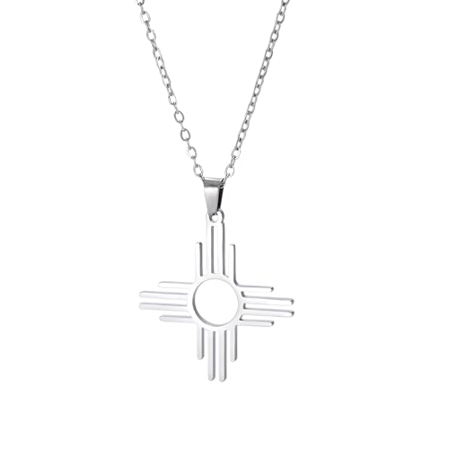 925 Sterling Silver Mexico Necklace, 14K Yellow Gold Mexico Zia Sun Symbol Pendant Neckalce for Women Men, Healing Warmth Amulet Jewelry, Mexico Necklaces Bracelet Map Flag Mexican Chain