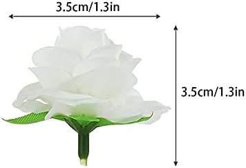 TAIANJI 50 Pcs White Rose Flower Heads Artificial for Craft DIY Wedding Party Decor, Realistic Small Rose Flower Head Artificial Flower Head for Scrapbooking Embellishment, Garden Decor etc