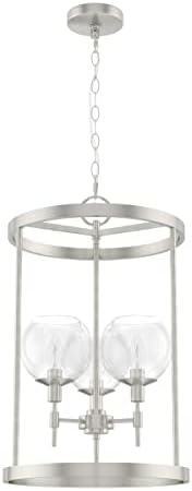 Hunter - Xidane 3-light Brushed Nickel, Medium Size Pendant Light, Dimmable, Mid Century Modern Style, Cylinder Shaped, for Bedrooms, Kitchens, Dining, Living Rooms - 19750