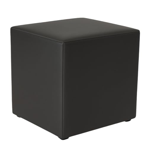 Extrasen Hocker Wohnzimmer Sitzhocker - Quadratisch 40 x 40 cm - Sofahocker - Öko-Leder - Schwarz
