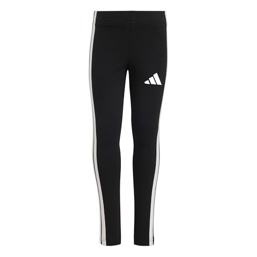 adidas Girl's Essentials 3 Stripes Leggings, Black/White, 4-5 Years