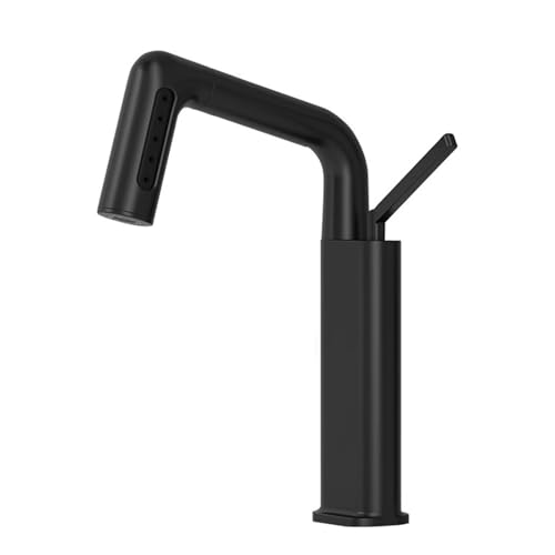 360°回転式バスルーム用水道 蛇口 水?? プルダウン式スプレー 3モード リフティングデザイン RVキッチン業務用洗面台用蛇口 シングルレバー混合水栓 キッチン(Black)