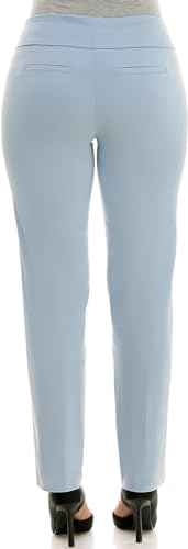 Zac & Rachel Women's Petite Millennium Fabric Pull-On Slim Leg Pant, Chambray, 8P4