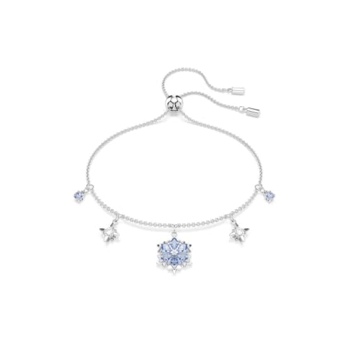 Swarovski Pulsera Magic, Pulsera con Motivo de Copo de Nieve, Diseño Adornado Zirconias Azules, que Forman Cinco Motivos Invernales sobre una Cadena, Baño en Tono Rodio, Azul
