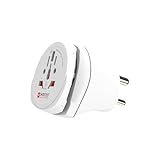 SKROSS - 1.500215-E Country Adapter Combo - World to India. Voltaje e Potencia: 100V - 630W / 250V - 1575W. Protección contra Descargas Eléctricas