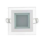  Panel LED Downlight empotrable cuadrado con cristal, 6 W - Luz cálida 3000 K - 220 voltios - 10 x 10 cm (empotrado 7,5 cm)