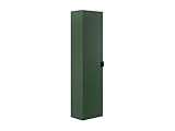 colonne vertebrale courbée Colonne de salle de bain suspendue striée, coloris vert mat, L35 x H140 x P25 cm, 3 étagères et 1 porte battante, style contemporain, colonne de rangement texturée pour salle de bain, colonne à fixer au mur, ZEVINI