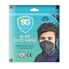 SG Health Unisex Non-Woven Fabric with Meltblown Plastic Layer Reusable N-95 Face Mask (Black, Pack of 5, Without Valve) (B08GKVJZ3V) Amazon Price History, Amazon Price Tracker