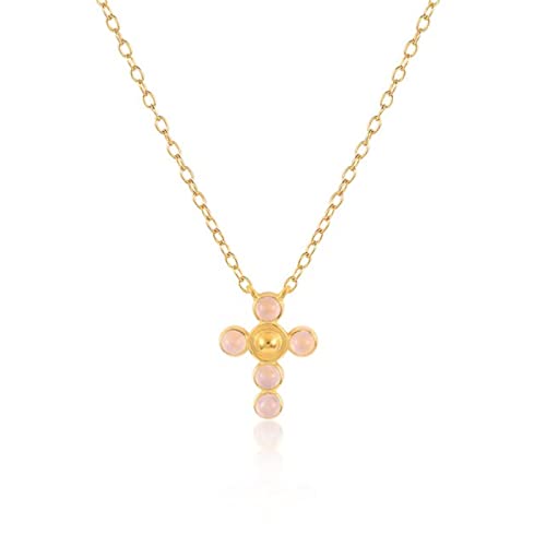 Collier croix en cristal et argent sterling pour femme avec chaîne de clavicule bleue