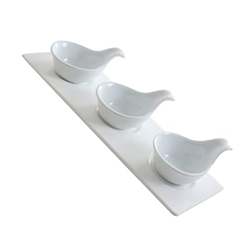 CIYODO 4-piece Sauce Dish Spoon Set Caviar Serving Spoons Sauce Plates Ceramic Present