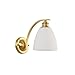 Produktbild Moderne Kupfer Wandleuchte, Gold Wandhalterung Wandlampe mit weißem Glas Lampenschirm Nachttisch Retro Dekor Wandbeleuchtung für Schlafzimmer Flur Wohnzimmer (Gold,1 Light)