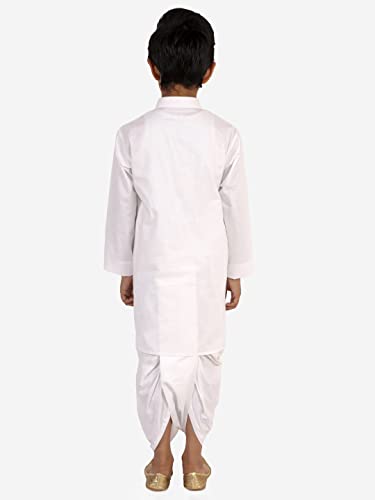 Vastramay Boys' White Kurta, Dhoti And Muslim Prayer Cap Set