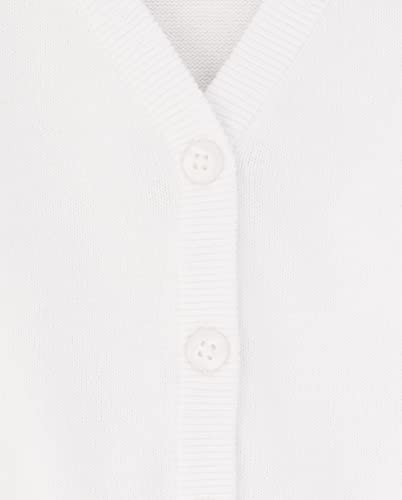 The Children's Place girls V-neck Cardigan Sweater, White, Large US