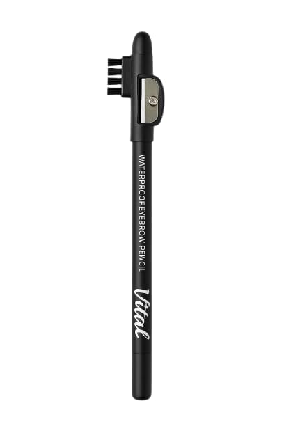 Vital Horizon Waterproof Eyebrow Pencil with Brush & Sharpener Long-Lasting Smudge-Proof Black Brown Dark Brown (Black)
