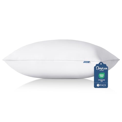 CozyLux Soft Supportive Bed Pillows for Side and Back Sleepers Oeko-Tex Certified Down Alternative Filling Hotel Quality Fluffy Sleeping Pillow White Standard - 18 x 26 1 Pack
