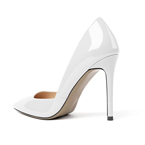 AUMOTED Women's Pointed Toe Slip On 4" High Heels Cut Out D'Orsay Pumps for Casual Dress Office3