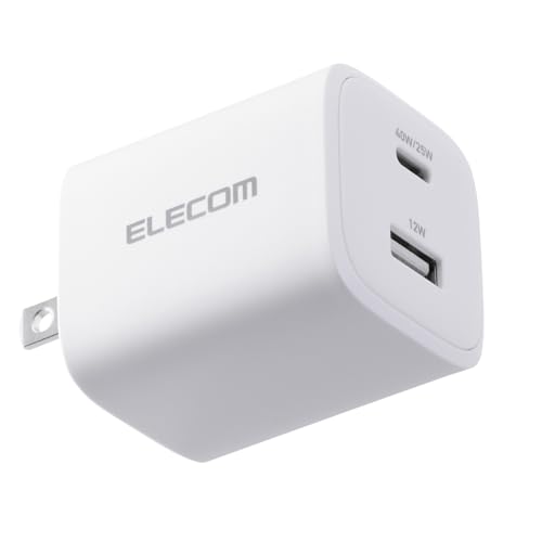エレコム 充電器 40W 2ポート Type-C USB-A USB PD対応 PPS対応 GaN II採用 折りたたみ式プラグ ホワイト EC-AC10740WH