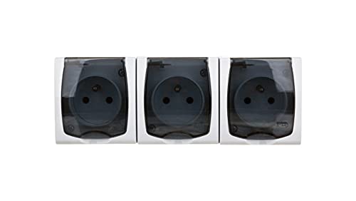 Prise de courant IP44 GNH-3NZ/00/D étanche et compacte 16 A en plastique blanc