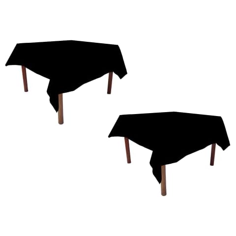 Weavric Pack of 2 Square Tablecloth, 52 X 52 Inches, Washable Reusable Black Tablecloth with Hemmed Edge for Card Table, Kitchen, Dinner, Wedding, Party Cover