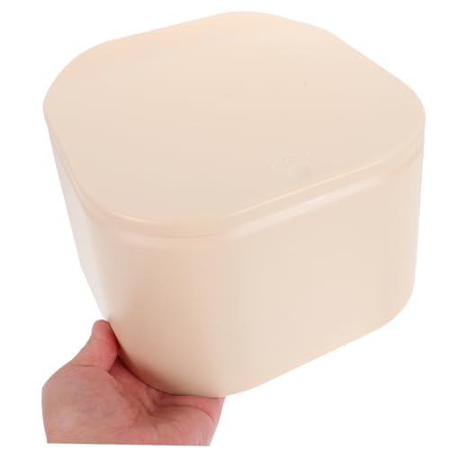 Basurero de escritorio rectangular con tapa beige miniatura 3