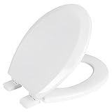 AINAZHI White Wooden Toilet Seat, Fast and Secure installation, Non-slip Seat, Easy Clean, Standard for All American Round Toilets