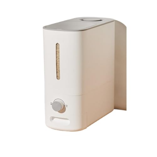 FILWYキッチン用密閉式米びつ 食品グレード素材 5kg/10kg 対応 防湿防虫 ワンボタン米分配 回転/引き出し式 目視窓付き 米計量カップ + 虫よけボックス付属 おしゃれ省スペース 家庭用米おけ 隙間密封米バケツ (10KG,ホワイト)