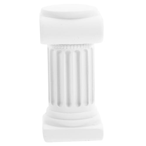 TOPPERFUN Mini Roman Pillar Resin Sculpture Classical Greek Style Decorative Column for Doll House Ornament Tabletop Photo Prop and Garden Display White