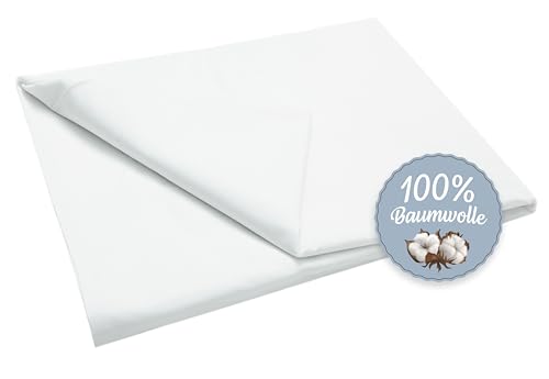 ZOLLNER Bettlaken oder Bettdecke für den Sommer in Hotelqualität - Baumwolle- ca. 180x290 cm - weiß - ohne Gummizug
