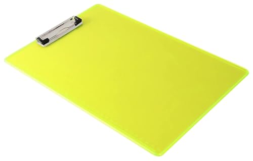 Image of Cubic Umi Fluorescent Green Semi Transparent Acrylic Clipboard Exam - A4 Size Writing Pad with Strong Metal Clip for Students & Office Use