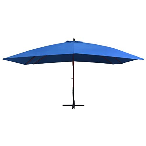 Parasol suspendu bois noir pour repas en terrasse et détente au jardin