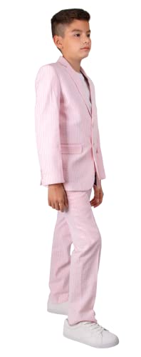 Ferrecci Boys' 2-Piece Formal Suits Slim Fit Classic Boys Formal Suit Dresswear For Weeding, Party (18, Pink) #TOP3