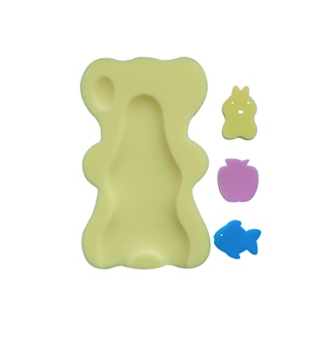 Odor Free Soft Infant Bath Sponge Skid Proof Baby or Newborn Bath Mat,Yellow(Pack of 1 Set).