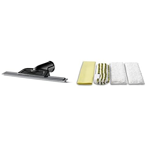 Kärcher Fensterdüse für Kärcher Dampfreiniger (Streifenfreie Reinigung von Glas, Fenstern und Spiegeln, Dampfaustrittsöffnungen an der Düse) & Mikrofaser-Tuchset EasyFix Bad, 345x112x18 mm Cover