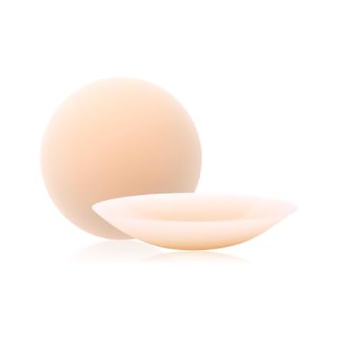 QueenVibes Reusable Silicon Nipple Cover, UltraThin Adhesive Breast Covers, Pasty Bra Pad, Invisible Pasties No Show Bra (Large++ (D-DDD+ Cup), Cream) Cover