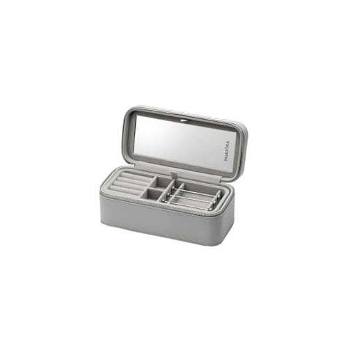 Pandora Kleine graue Schmuckbox aus Textil und Kunstfasern hergestellt, Maße: 20 x 8,5 x 10,1 cm, A012