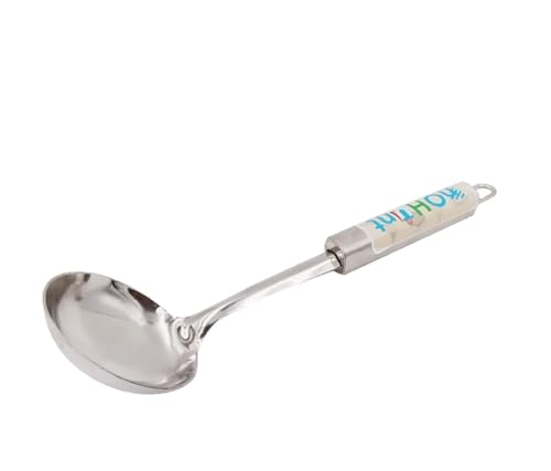 Image of Stainless Steel Kitchenware Deep Milk Ladle | Karchi Round Chamcha | Cooking and Serving Spoon for Kitchen 27cm (Pack of 1)