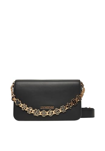 Sac à main cuir Moschino Love noir avec bandoulière réglable