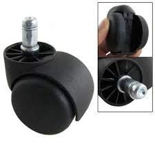 Image of Heavy Duty Nylon PIN Twin Caster (Wheels) Suitable for All Office Chairs /REVOLVING Chair (Black) - Set of 5