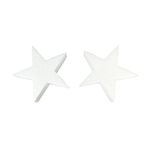 DecoPorex - Pack de 2 Figuras en Forma de Estrella de 15 cm en Poliestireno sin Pintar, Ideal para Decoraciones Navideñas y Manualidades