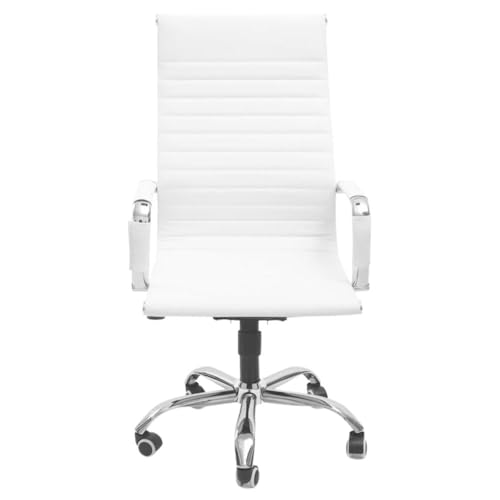 Cadeira De Escritório Esteirinha Base Cromada Com Rodinha Fortt Pequim Branca - CEF09-B