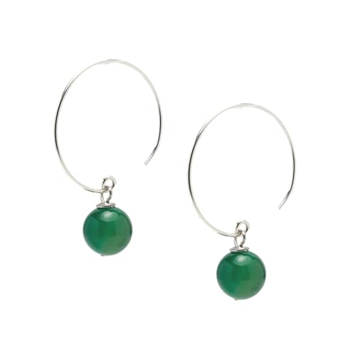 Boucles d'oreilles boho en argent massif et agate verte fait main