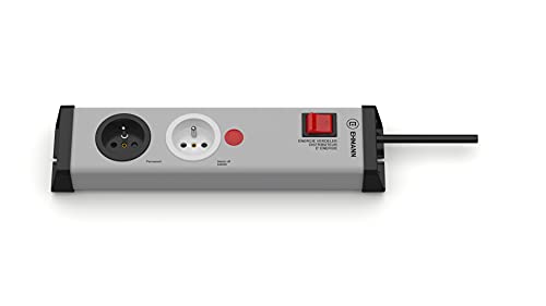 Ehmann Steckdose des Verteilers, gleichzeitiger Betrieb von 2 Geräten mit hohem Energieverbrauch auf einem Stromkreis, 1,5 m Kabel, französische Version