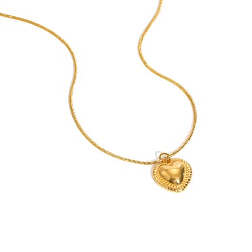Collier cœur en acier inoxydable plaqué or résistant au ternissement pour femmes