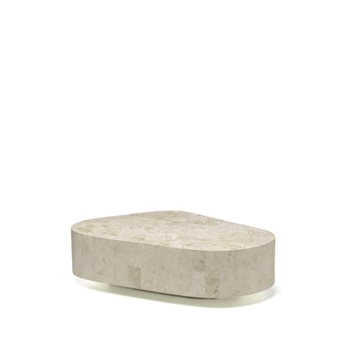 Stones Trapezio Table Basse (100x52x28h) en Pierre fossile Beige