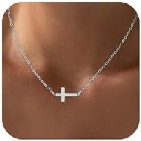 Cross Necklace for Women Trendy - Dainty 18K Real Gold Plated Minimalist Cross Necklace Non Tarnish Waterproof Trendy Cute Simple Small Necklaces Easter Christian Religious Faith Jewelry Gifts