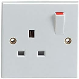 Single Switched Socket Wall 1 Gang Plug Electric 13 Amp White Conforms BS1363 by Unknown