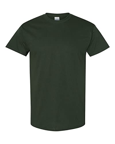 Gildan 5000 Men's Short Sleeve Heavy Cotton T-Shirt Tee, forest green, XXL