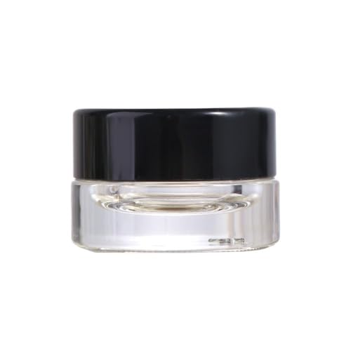 Mini tarro de crema de vidrio transparente, tarro de crema de ojos de 3 g, 5 g, mini botellas de crema recargables, botella de embalaje de crema facial recargable (negro transparente 3 g)